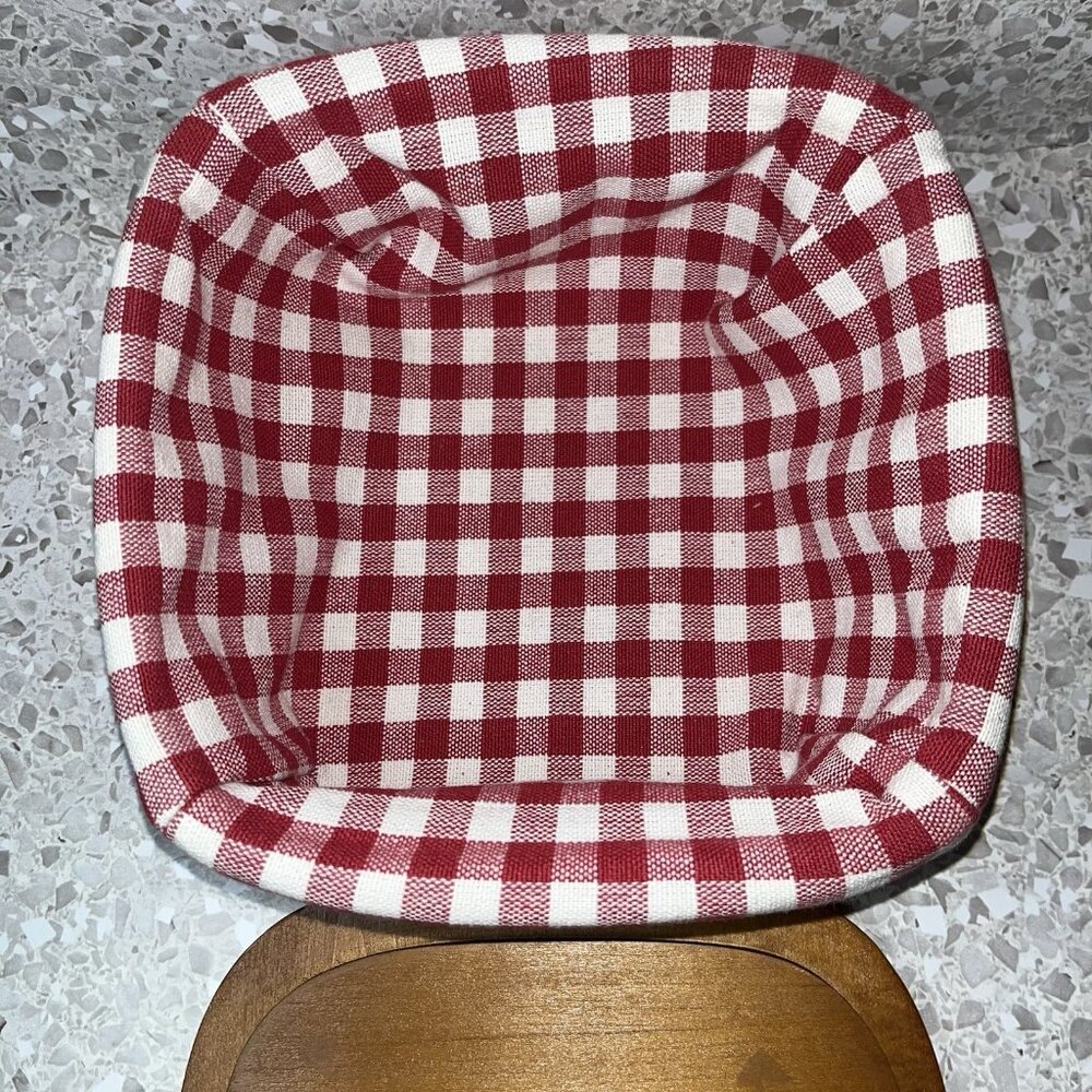 Heritage Mint Ltd Canadian Maple Basket With Lid & Liner Red & White Checkered - Picture 14 of 16